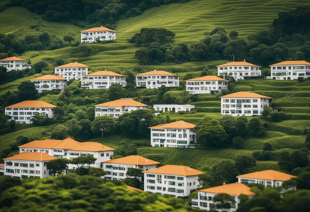 Uma cena tranquila do campo com seis encantadores hotéis situados entre colinas onduladas e uma vegetação exuberante no interior de São Paulo.